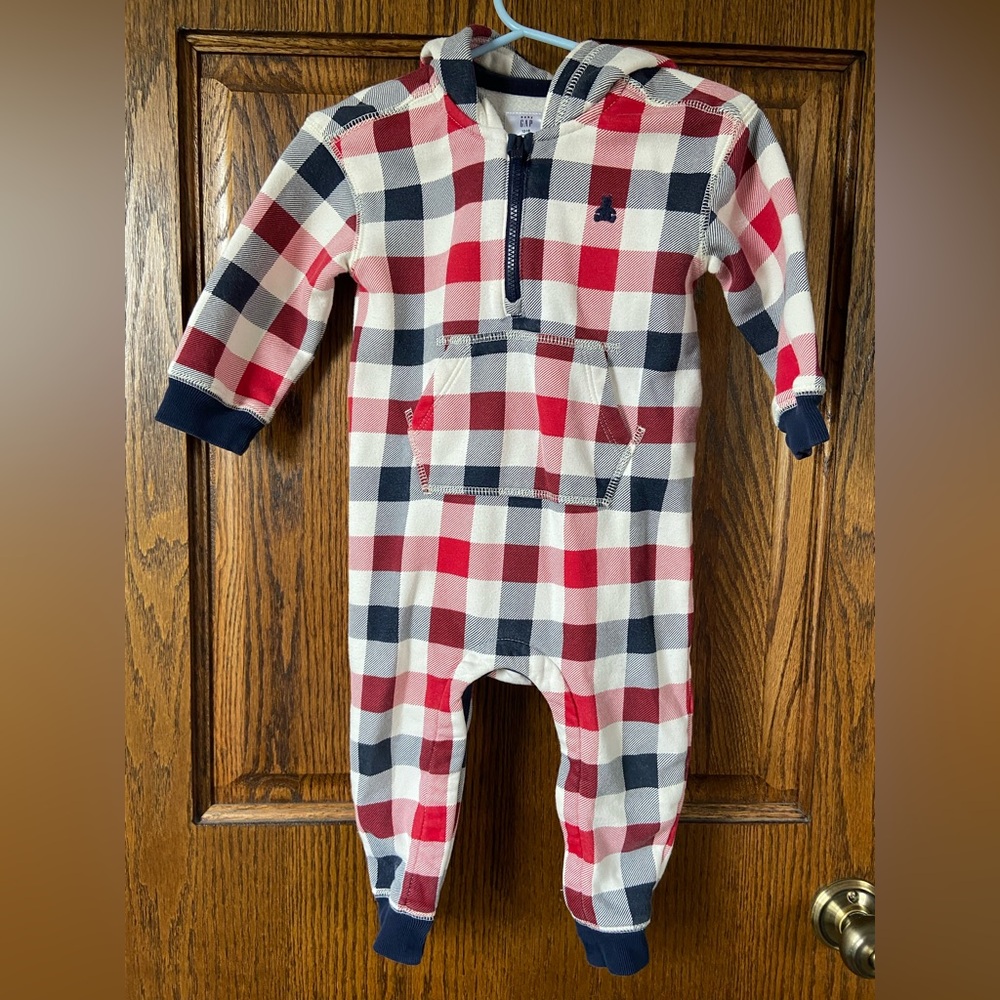 GAP Red and Navy Plaid Kids Jumpsuit Romper